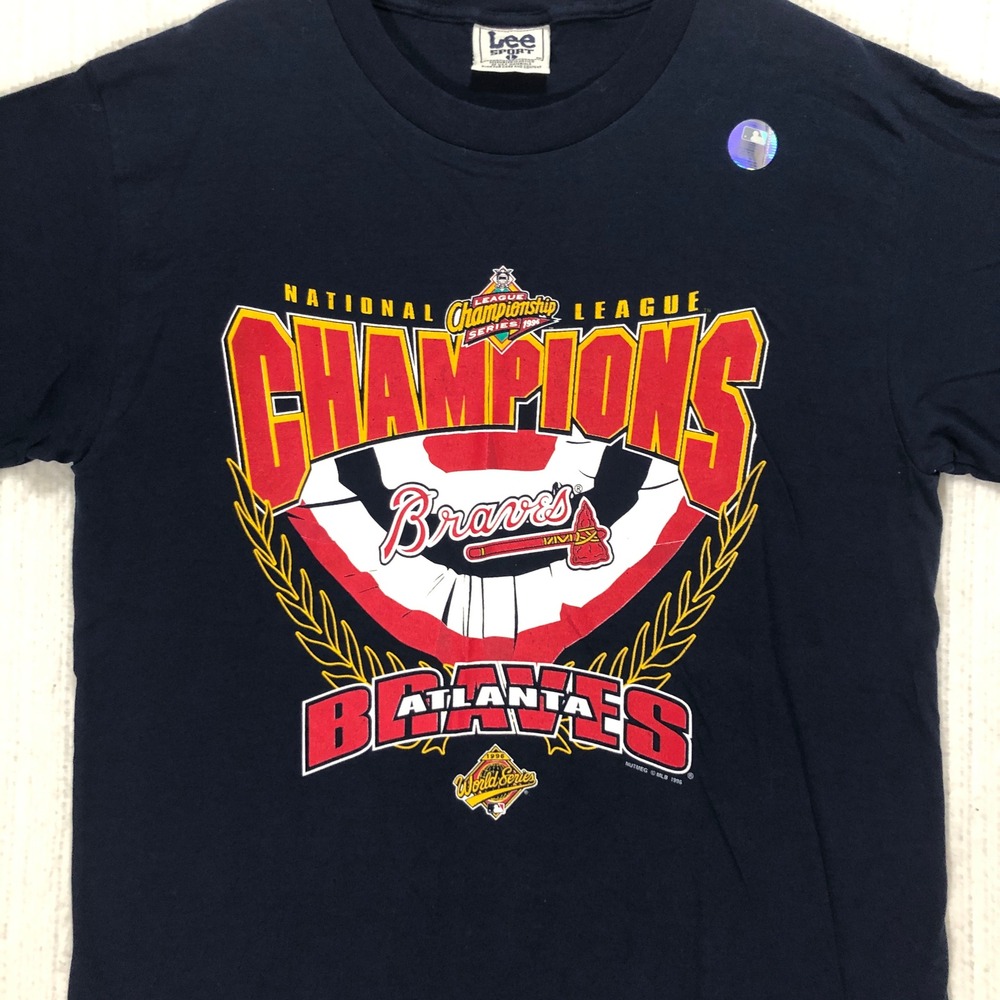Vintage Lee Sport Atlanta Braves 1996 NL Champions T-Shirt Navy Blue Large MLB